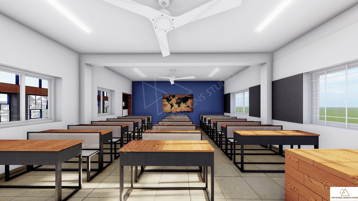St. Paul's Matric School, Pernambut, Tamilnadu. Designed by The School Designs Studio. We are the Best Architects for School Building. (Classroom).
